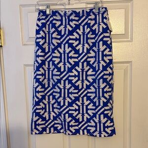 Blue and White Geometric Pattern Skirt with leggings